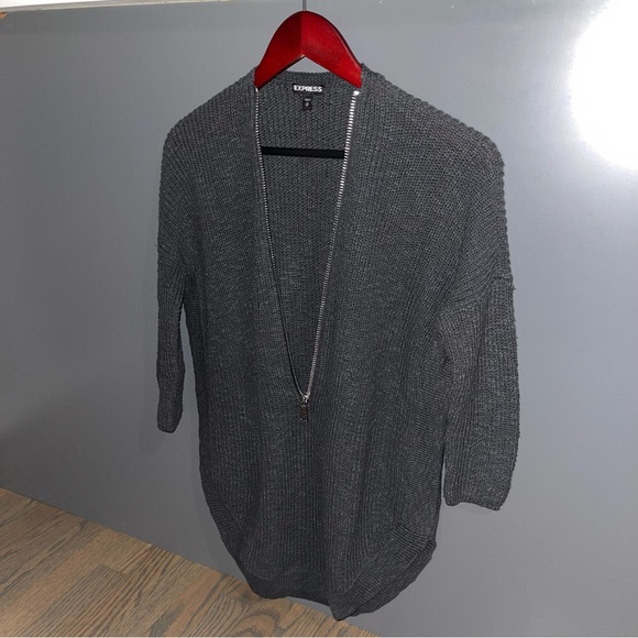 Express Women’s Sweater with Zipper Gray Extra Small - Picture 4 of 10